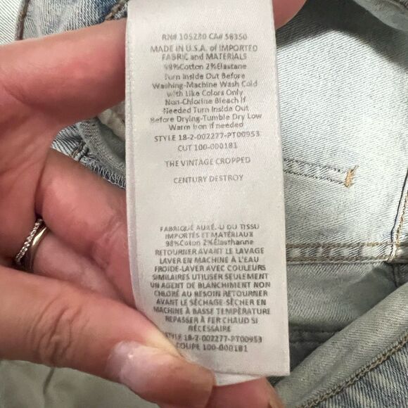 Current Elliot The Vintage Cropped Jeans Size 26 Blue Light Wash Distressed Slim - Picture 7 of 9